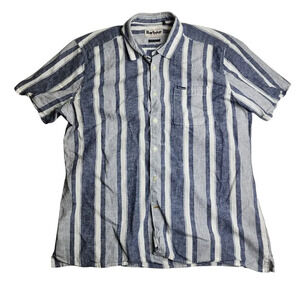 Barbour Stonebay Regular Short Sleeved Striped Shirt Cotton Men's Size Small